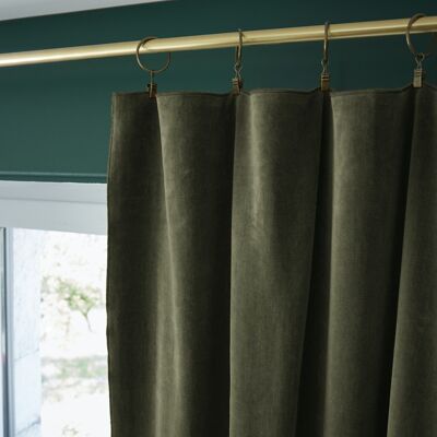 Adjustable curtain + 8 clamp rings 140 x 270 cm Cotton velvet CÉSAR Thyme