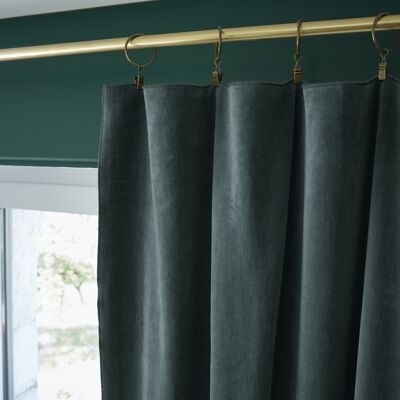 Adjustable curtain + 8 clip rings 140 x 270 cm CÉSAR cotton velvet Slate