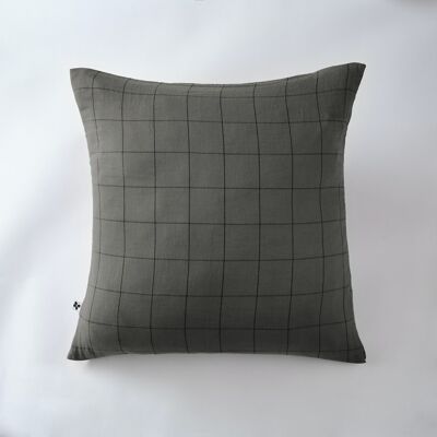 Cotton gauze pillowcase 60 x 60 cm GAÏA MATCH Granit