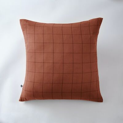 Cotton gauze pillowcase 60 x 60 cm GAÏA MATCH Terracotta