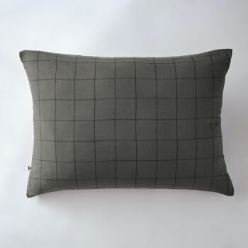 Taie d'oreiller Gaze de coton 50 x 70 cm GAÏA MATCH Granit 1