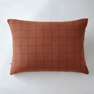 Cotton gauze pillowcase 50 x 70 cm GAÏA MATCH Terracotta