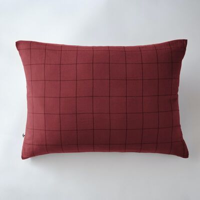 Cotton gauze pillowcase 50 x 70 cm GAÏA MATCH Burgundy