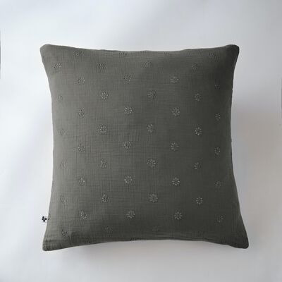 Funda de almohada de gasa de algodón 60 x 60 cm GAÏA BOHO Granito