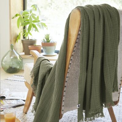Fringed blanket 130 x 160 cm GAÏA Rosemary
