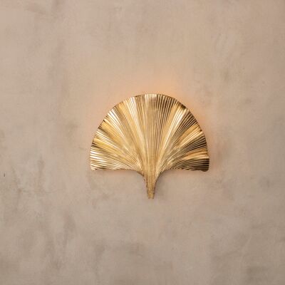 Handmade Ginkgo Leaf Wall Lamp, Mid Century Hanging Gold Sconce, Home Decor Vintage Design Brass Light, Art Deco Lighting