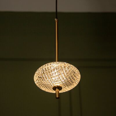 Vintage Brass Pendant Light, Art Deco Handmade Crystal Glass Lamp, Home Decor Hanging Lighting Housewarming Gift Ceiling Lamp MODEL: BURUNDI