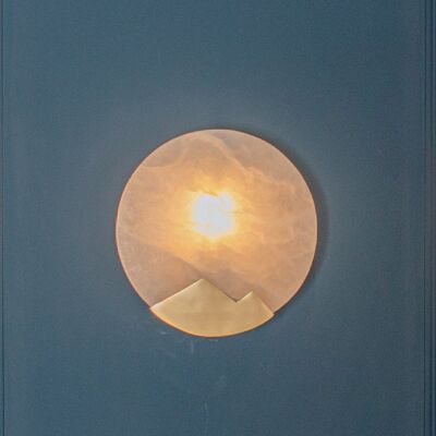 White Round Marble Wall Lamp, Home Decor Brass Sconce, Art Deco Light, Housewarming gift Lighting
