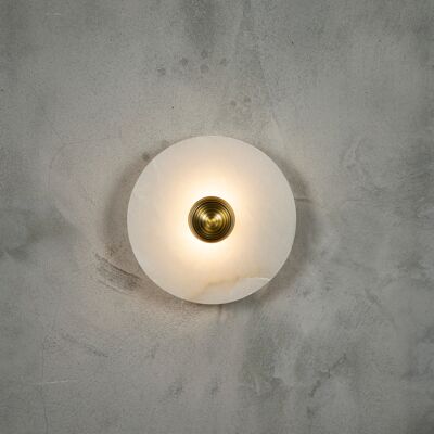 Brass Marble Wall Lights, White Round Sconce Lamp, Modern Home Decor Art Deco LED Light, Housewarming gift Lamp, Model : KAMPALA