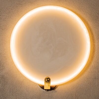Brass Marble Wall Lights, White Round Sconce Lamp, Home Decor Art Deco LED Light, Housewarming gift Lamp, Model No. MD 1802071