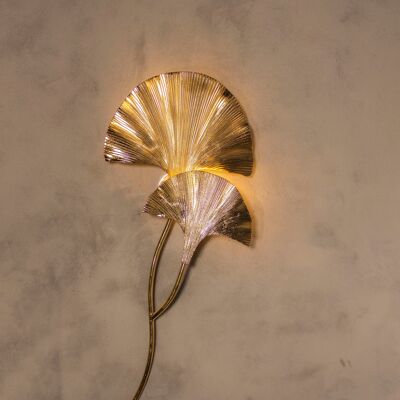 Handmade Ginkgo Double Leaf Sconce Lighting, Mid Century Gold Wall Lamp, Home Decor Wall Mounted Lamp, Art Deco Brass Wall Light