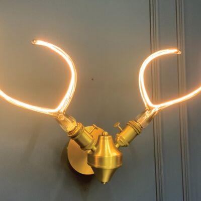 Horn Shaped Bulb Brass Sconce, Fireplace Wall Light, Home Decor Mid Century Lighting, Art Deco Lamp for Farm House, Model No. Boynuz-3