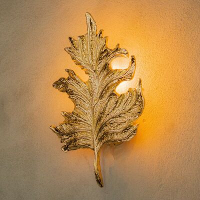 Sycamore Single Leaf Sconce, Natural Shaped Wall Lighting, Handmade Hanging Gold Lamp, Home decor Vintage Design light, Art Deco Wall Lamp