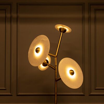 Brass Marble Floor Lamp, White Round Floor Lighting, Modern Home Decor Art Deco LED Light, Housewarming gift Lamp, Model : KAMPALA