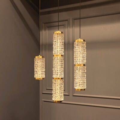 Modern Crystal Pendant Light, Art Deco Handmade Brass Ceiling Lamp, Home Decor Glass Hanging Lighting, Housewarming Gift Model: DUBBO