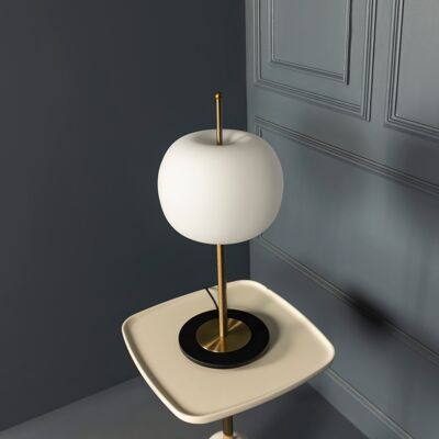 Milky Glass  Brass Table Lamp, Art Deco Handmade Milky Glass Brass Table Lamp, Home Decor Milky Glass Table Lamp, Model : APPLE