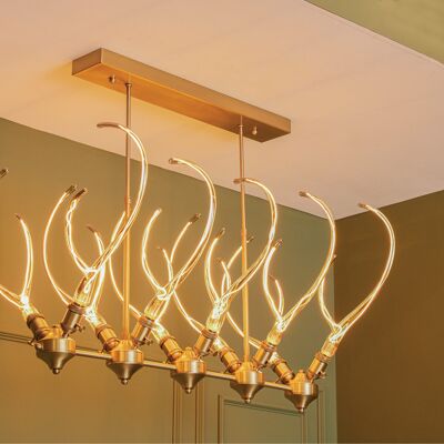 Horn Shaped Bulb Brass Dining Table Chandelier, Mid Century Pendant Light, Home Decor Lighting, Art Deco Decorative Lamp
