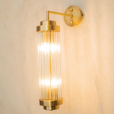 Brass Glass Rod Wall Lamp, Modern Design Bedside Lighting, Housewarming Gift Hanging Sconce, Brass Handmade Wall Mounted Lamp. MODEL: FZ1023