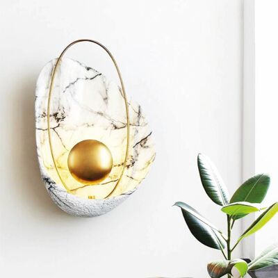 White Marble Wall Art Sconce Light, Black Marble Sconce, Home Decor LED Light Wall Lamp, Housewarming Gift Lighting. MODEL: FZ1032