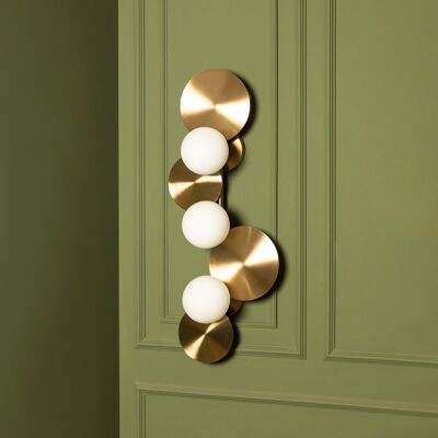 Brass Modern Design Wall Lamp, Art Deco Light, Handmade Frosted Glass Lighting, Home Decor Sconce, Housewarming Gift Model : LAHEY