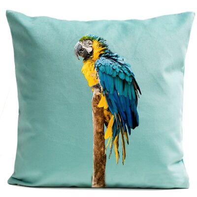 Cuscino decorativo tropicale in pelle scamosciata con pappagallo 40x40 cm/60x60 cm