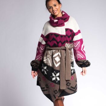 Pull cardigan en laine d'alpaga pour femme, veste en laine avec grand col et ceinture, manteau en alpaga surdimensionné femme 7