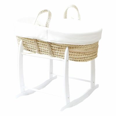 Cloud Bassinet in Palm Leaves and Organic Cotton + Stand