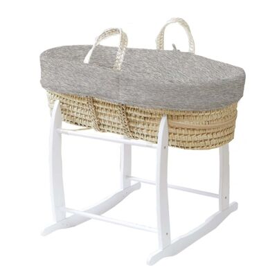 Perle Bassinet in Palm Leaves and Organic Cotton + Stand
