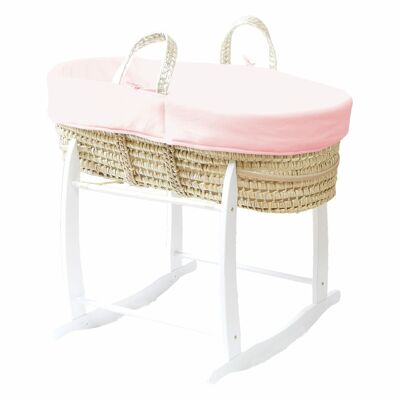 Peony Bassinet in Palm Leaves and Organic Cotton + Stand