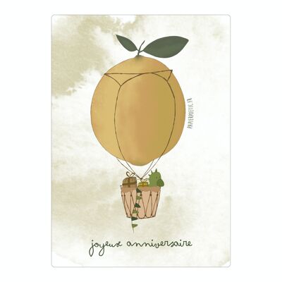 Carte “Joyeux Anniversaire” Montgolfière Citron