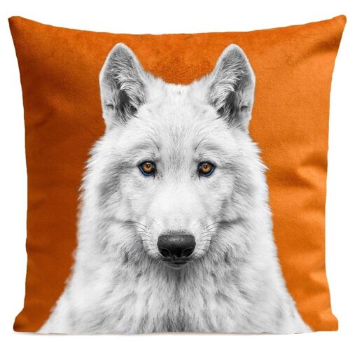 Coussin déco montagne loup velours 40x40/60x60cm - Loulou