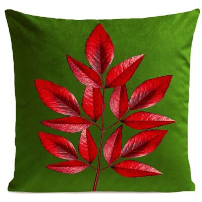 Decorative autumn velvet cushion 40x40/60x60cm - red leaves