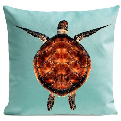Square velvet seaside decorative cushion - miss turtle