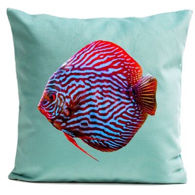 Decorative sea fish square velvet cushion - Mister Red