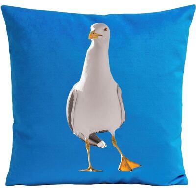 Suedette bird print cushion 40x40/60x60cm - Dancing Seagul