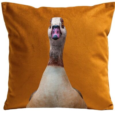 Square countryside print cushion - funny goose