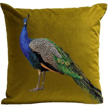 Coussin déco campagne oiseau velours - style campagne, Royal Peacock 1