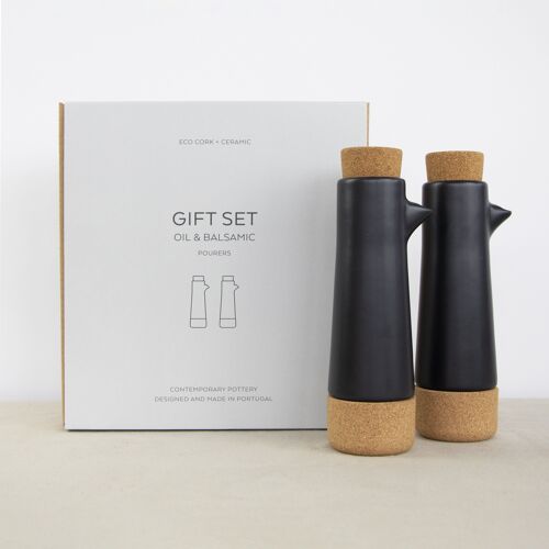 Matt Black Oil and Vinegar Dispenser Gift Set