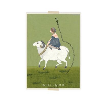 Postcard collage with zodiac sign Aries - Aries