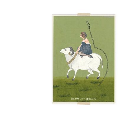 Postkartencollage mit Sternzeichen Widder - Widder
