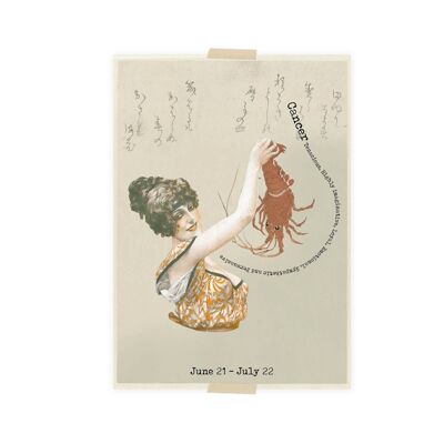 Collage de postales con el signo del zodiaco Cáncer - Cáncer