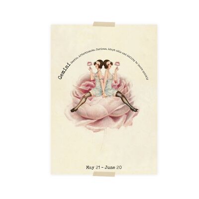 Collage de cartes postales avec signe du zodiaque Gémeaux - Gémeaux