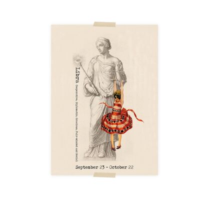 Collage de carte postale avec le signe du zodiaque Balance - Balance