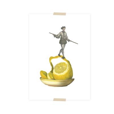 Postcard collage Museum collection - lemon tightrope walking