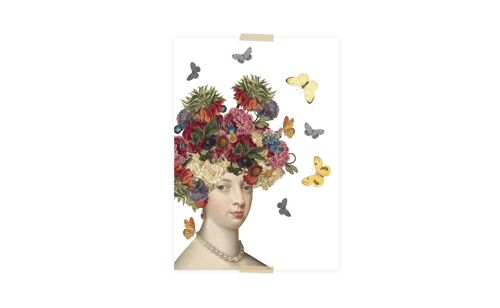 Postcard collage Museum-collectie - dame en bloemenhaar