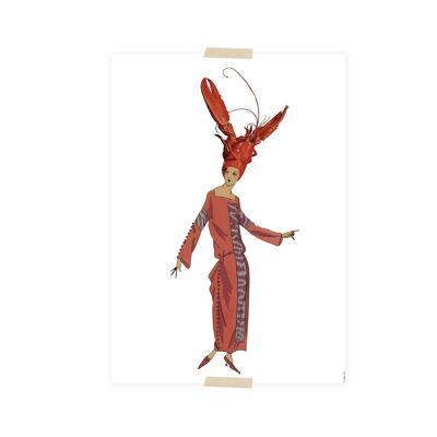 Collage de cartes postales Collection du Musée - Dame tête de homard