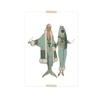 Collage de postales Colección del museo - dama pez azul