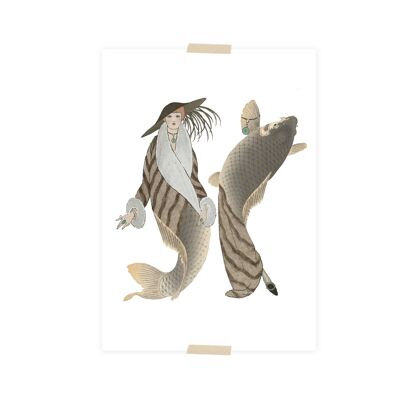Collage di cartoline Collezione museale - signora pesce grigio