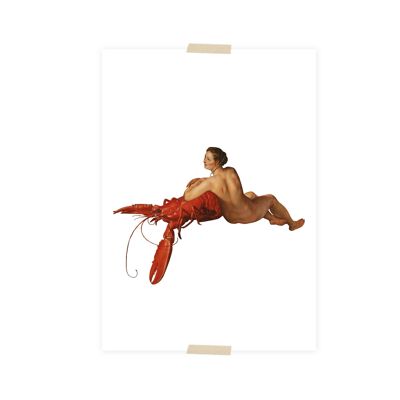 Collage di cartoline Collezione museale - aragosta e signora