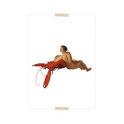 Postcard collage Museum collection - lobster and lady